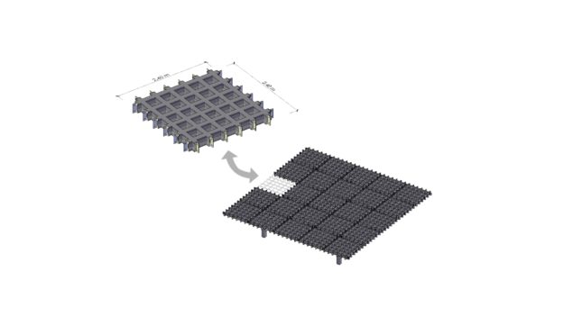 Principe du système porteur modulaire et réutilisable.